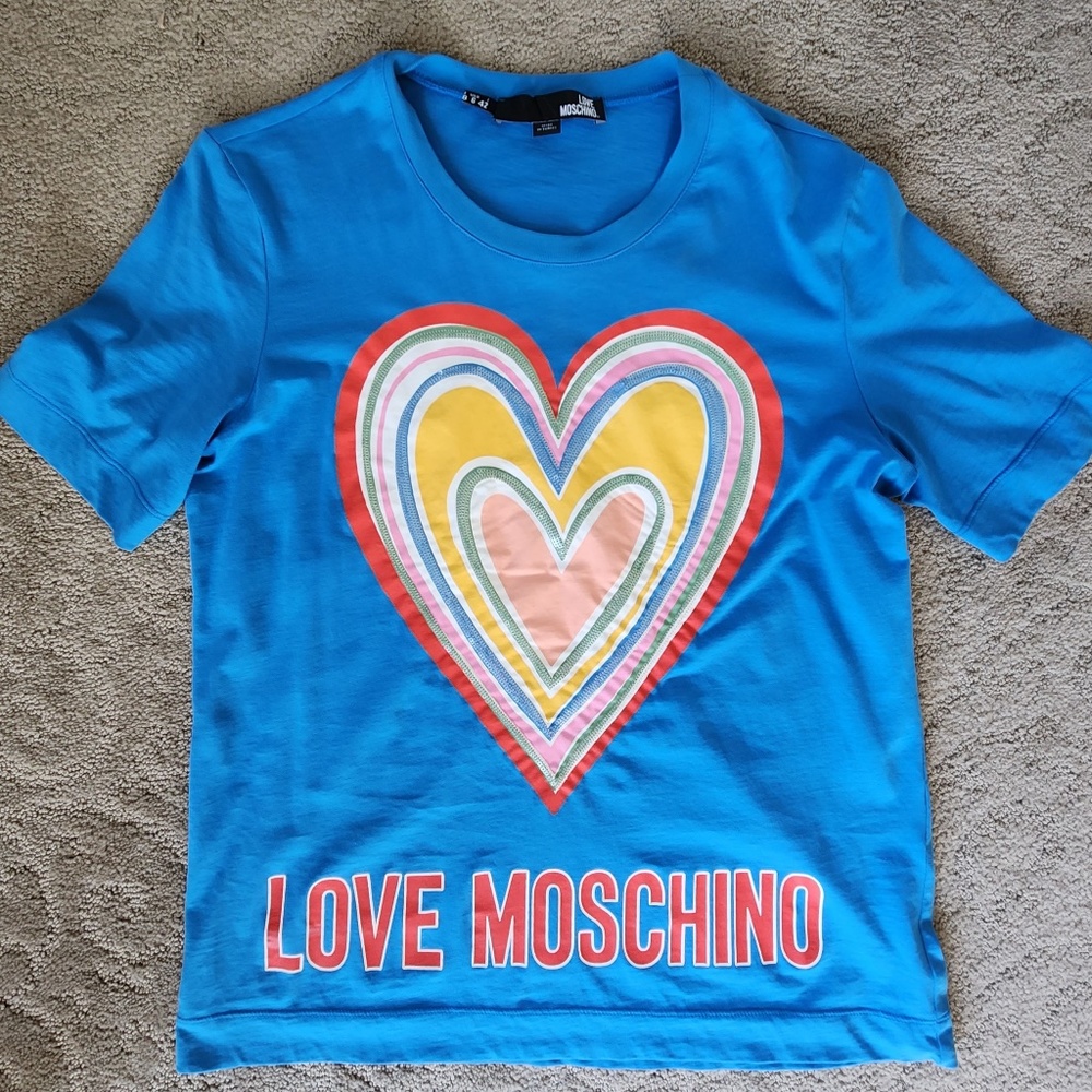 Love Moschino T-shirt, Blue, size 6.